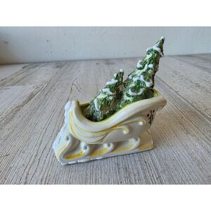 Vintage Walter brockman sleigh rides tree village accessory Xmas decor rare